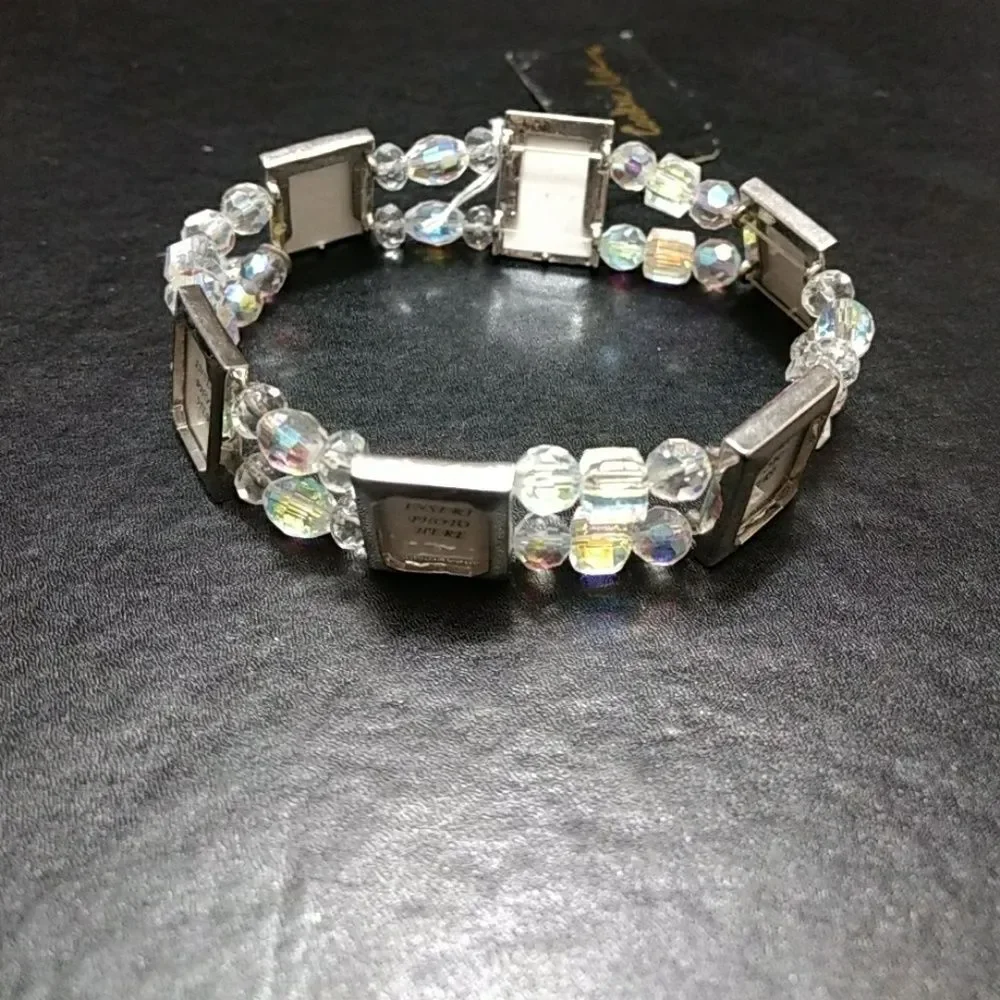 Cookie Lee photo bracelet with clear crystals 7.5